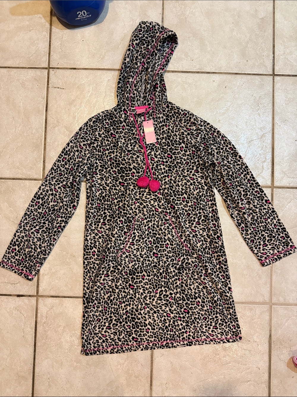 Jenni Pink-Trim Leopard Print Hooded Pullover